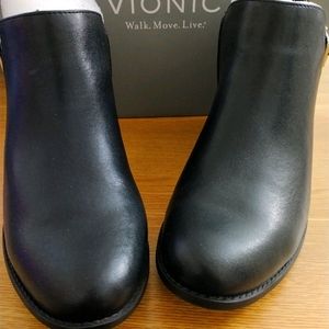 Vionic Black Leather Booties